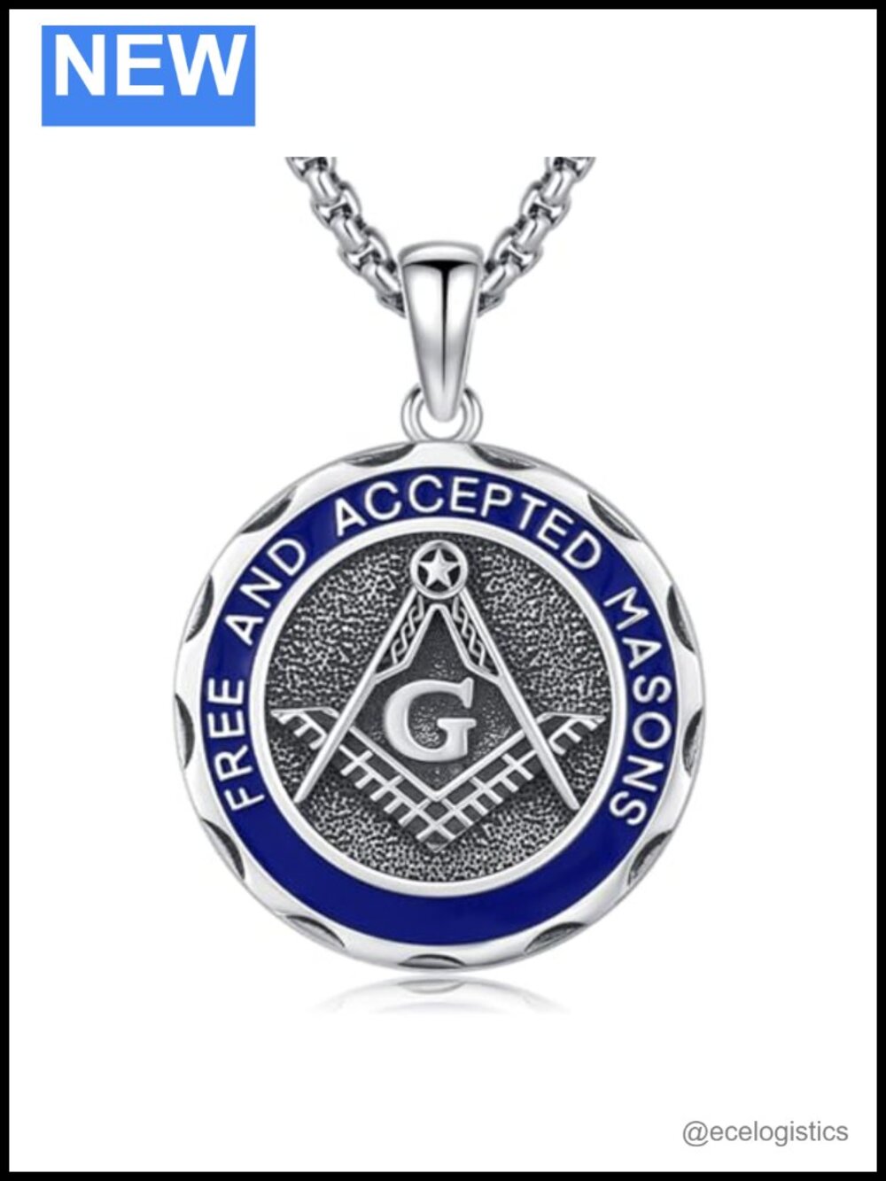 925 Sterling Silver Masonic Freemason Pendant Necklace for Men
